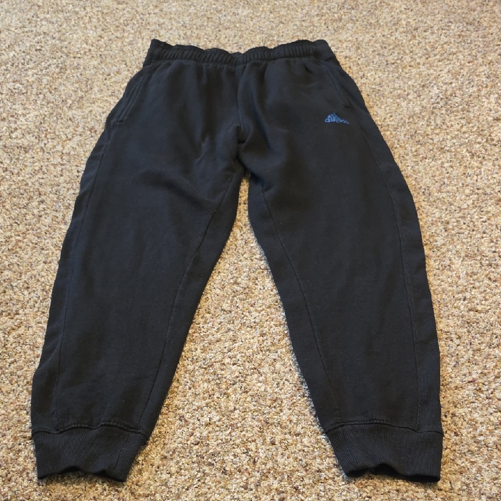 adidas Black Jogger Sweatpants with Blue Logo